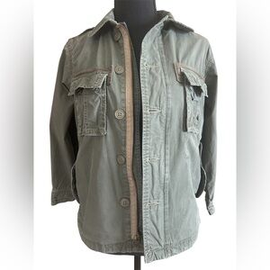 Gap Kids Olive Green Utility Jacket Military Field Jacket Button Zip Girls M 8